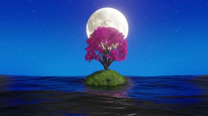 Night,Tree,Moonlight,Background,3d,Render