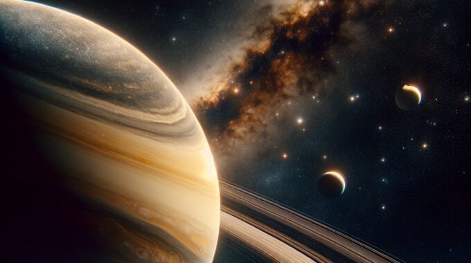 Space,,Stars,,Saturn,In,The,Foreground