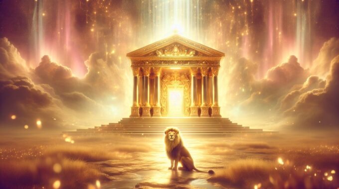 Golden,And,Pink,Glowing,Holy,Of,Holies,With,A,Lion