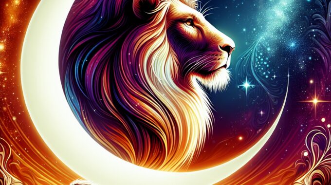 A,Stunning,Vibrant,Image,Depicting,A,Large,Radiant,Crescent,Moon